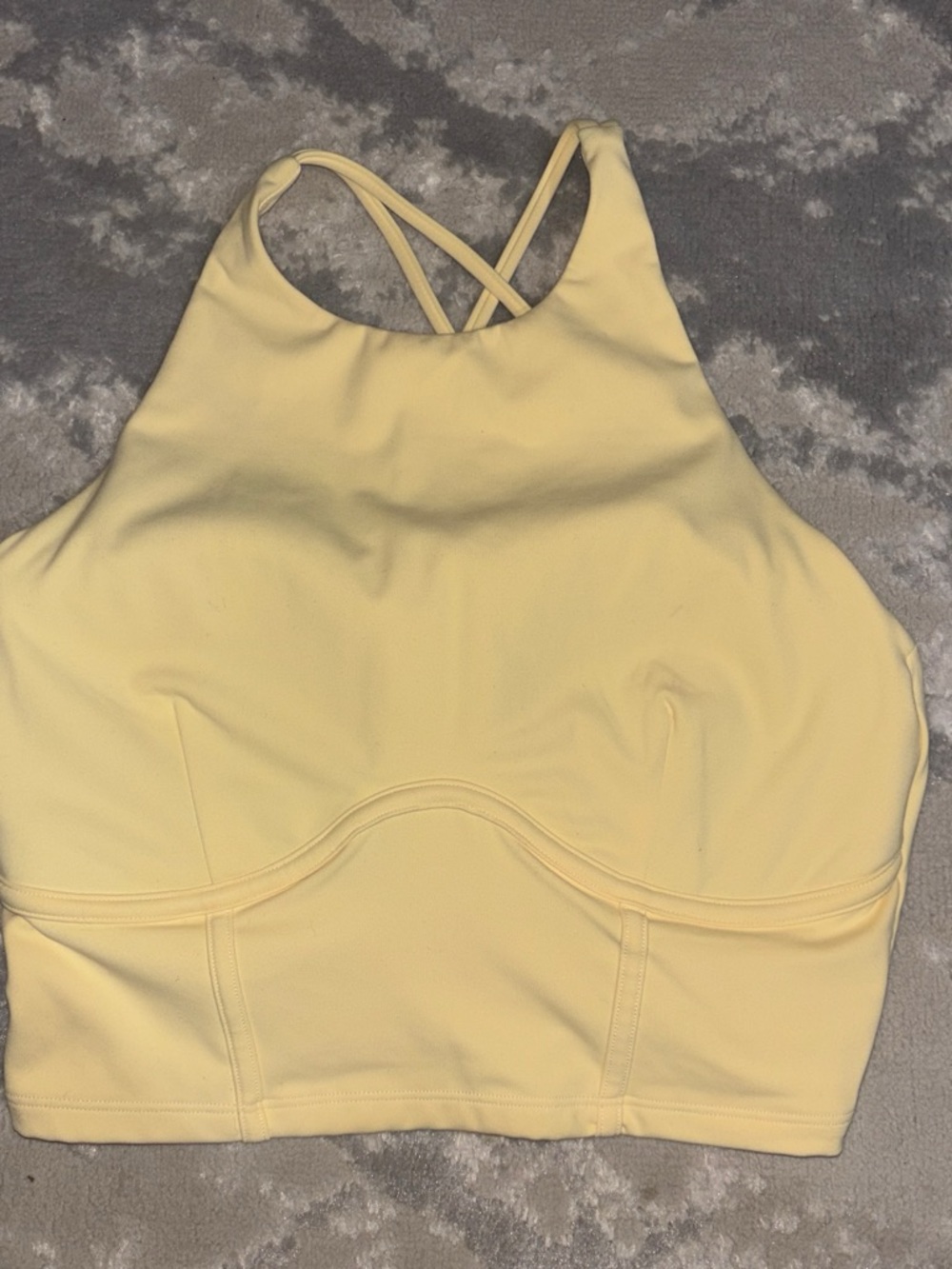 Popflex yellow women’s medium. High-Neck Yellow Crop Bralette with Cross Back
